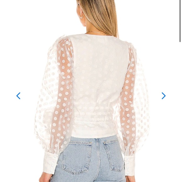 NEW Lovers & Friends White Polka Dot Wrap Blouse - Picture 3 of 9